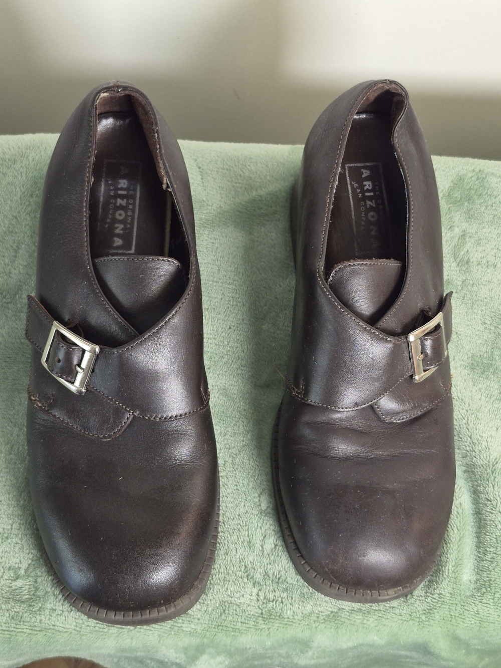 Arizona Brown Leather Buckle Slip-On Shoes